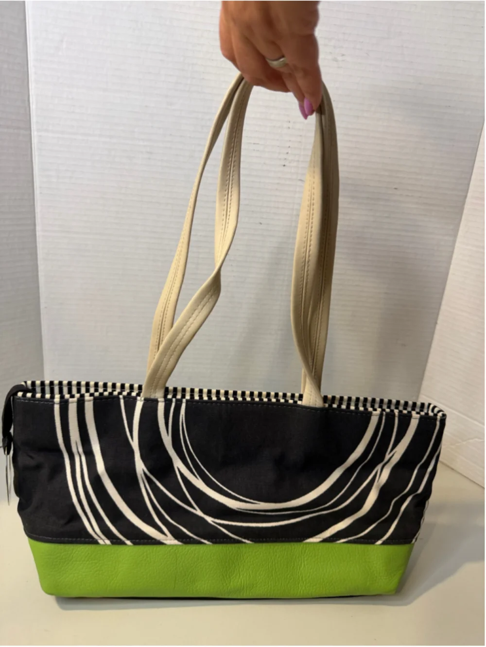 Women's Bagman & Robin Tote Bag One Size Black Green Striped Floral